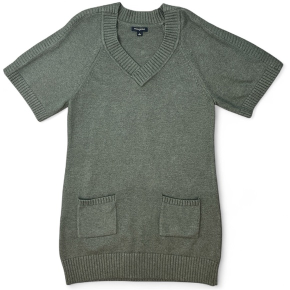 Banana Republic Olive V-Neck Tunic Sweater/Dress Short Sleeve | Pockets  | L - Picture 1 of 8